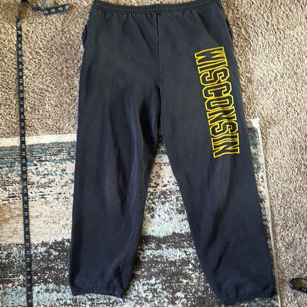 Vintage Hanes Men’s Medium Heavy Charcoal Cotton Wisconsin Drawstring Sweatpants